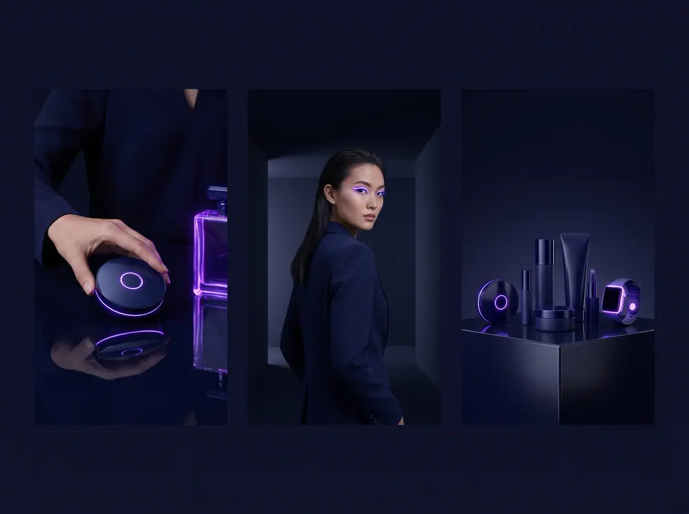Moda ve kozmetik markası için lifestyle AI reklam görseli seti